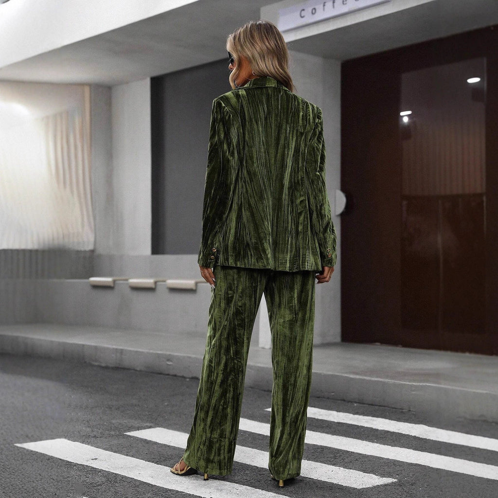 Pamela - Velvet Plaid Trouser Suit