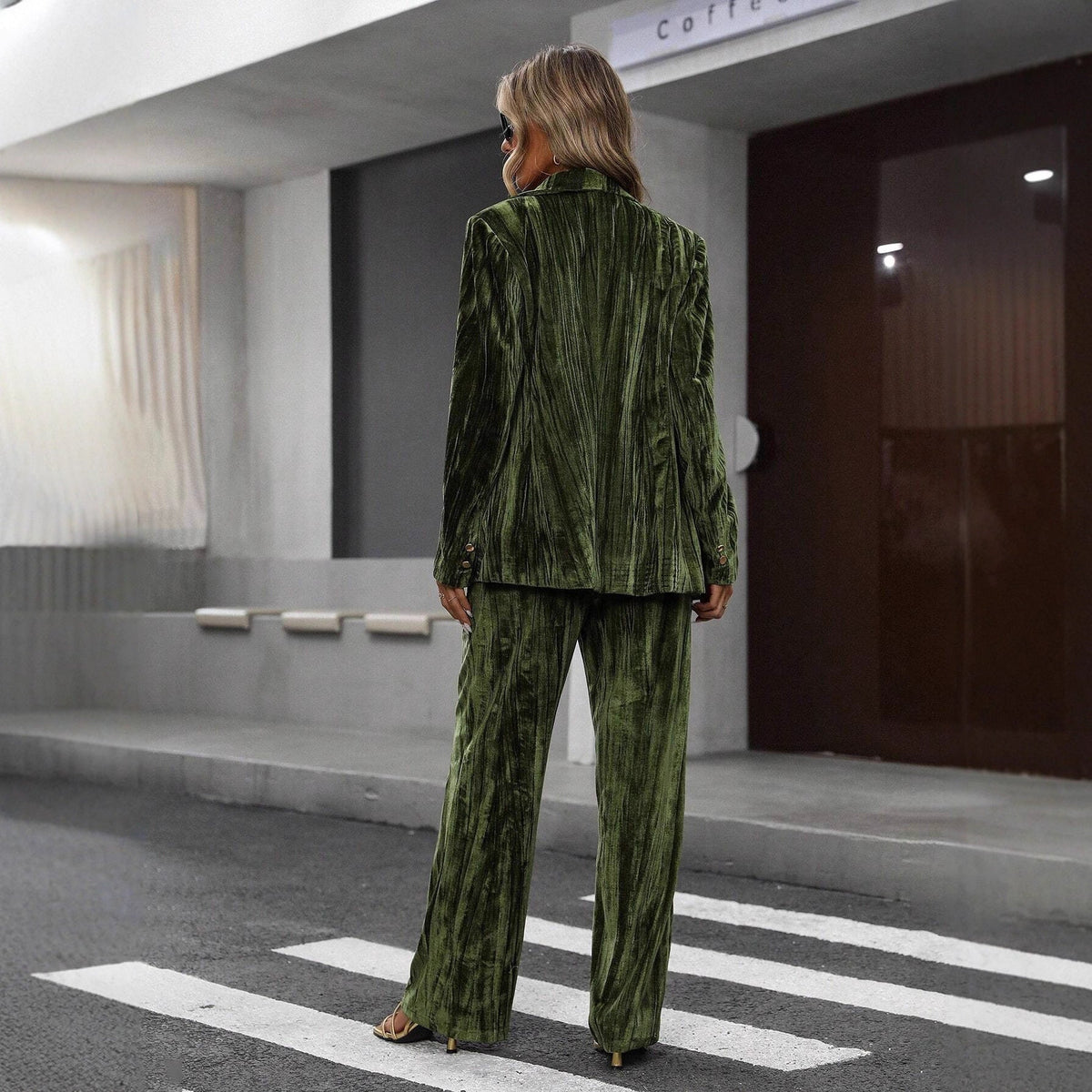 Pamela - Velvet Plaid Trouser Suit