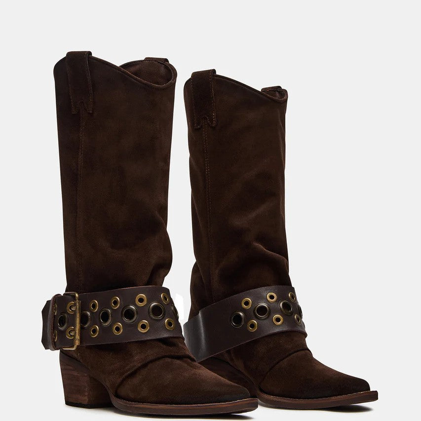 Zoey - Western Eyelet Harness Boots