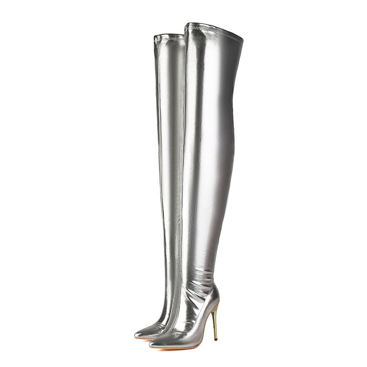 Julian - Metallic Thigh-High Boots