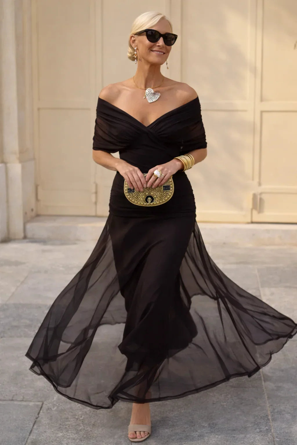 Odette - V-Neck Chiffon Maxi Dress