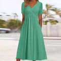 Women's V-Neck Short Sleeve Long Dress