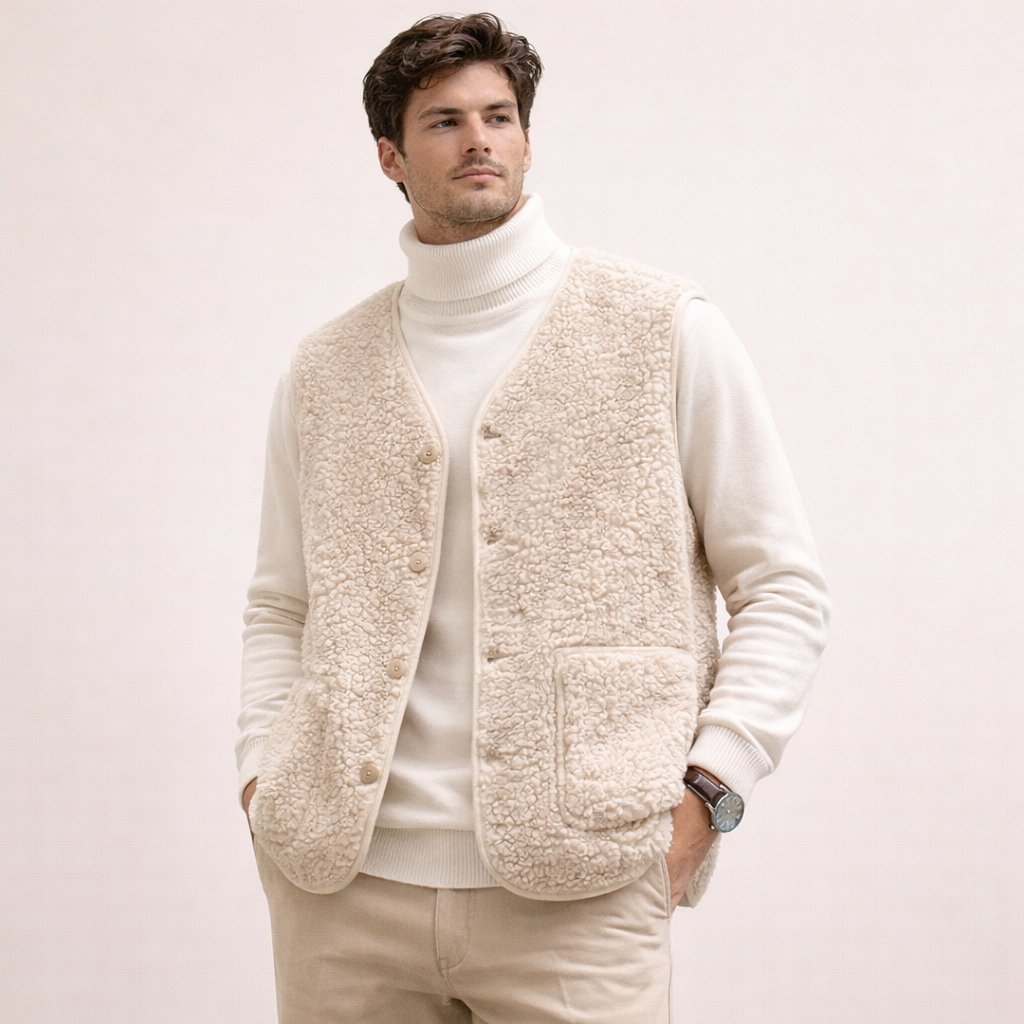 Brynne - Faux Lamb Button Gilet