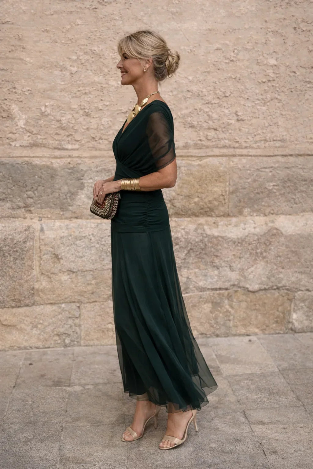 Odette - V-Neck Chiffon Maxi Dress