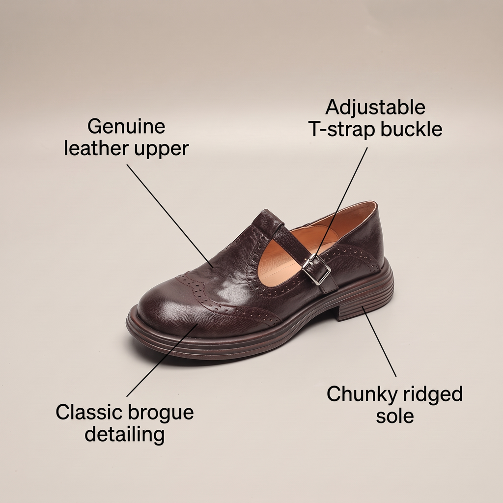 Women's Mary Jane Pumps with Brogue Detailing