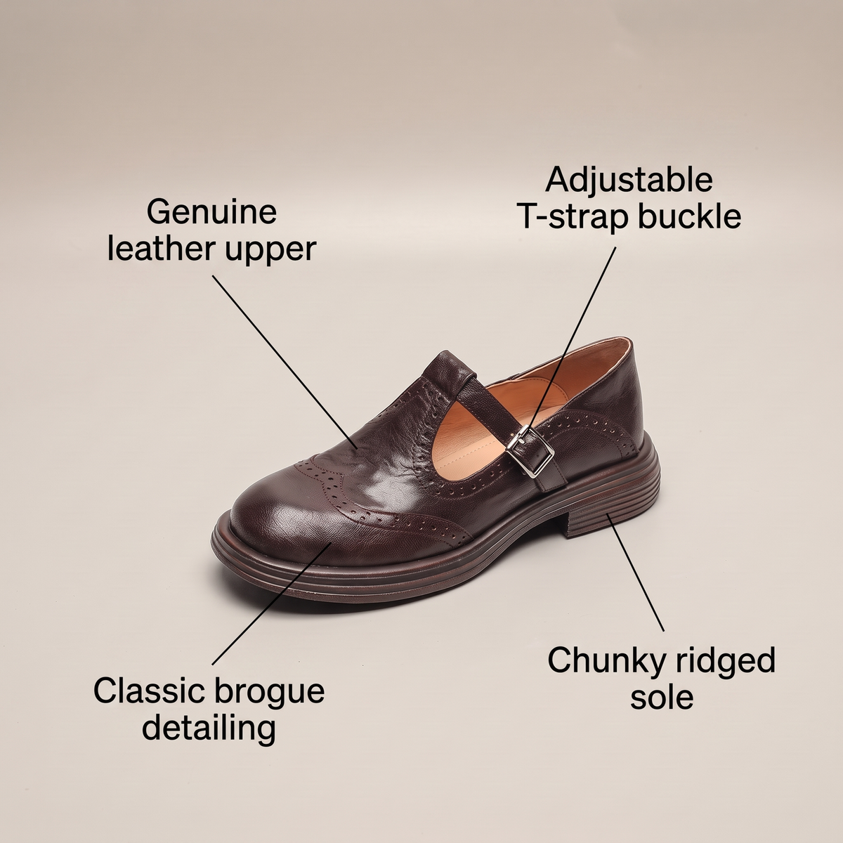 Women's Mary Jane Pumps with Brogue Detailing