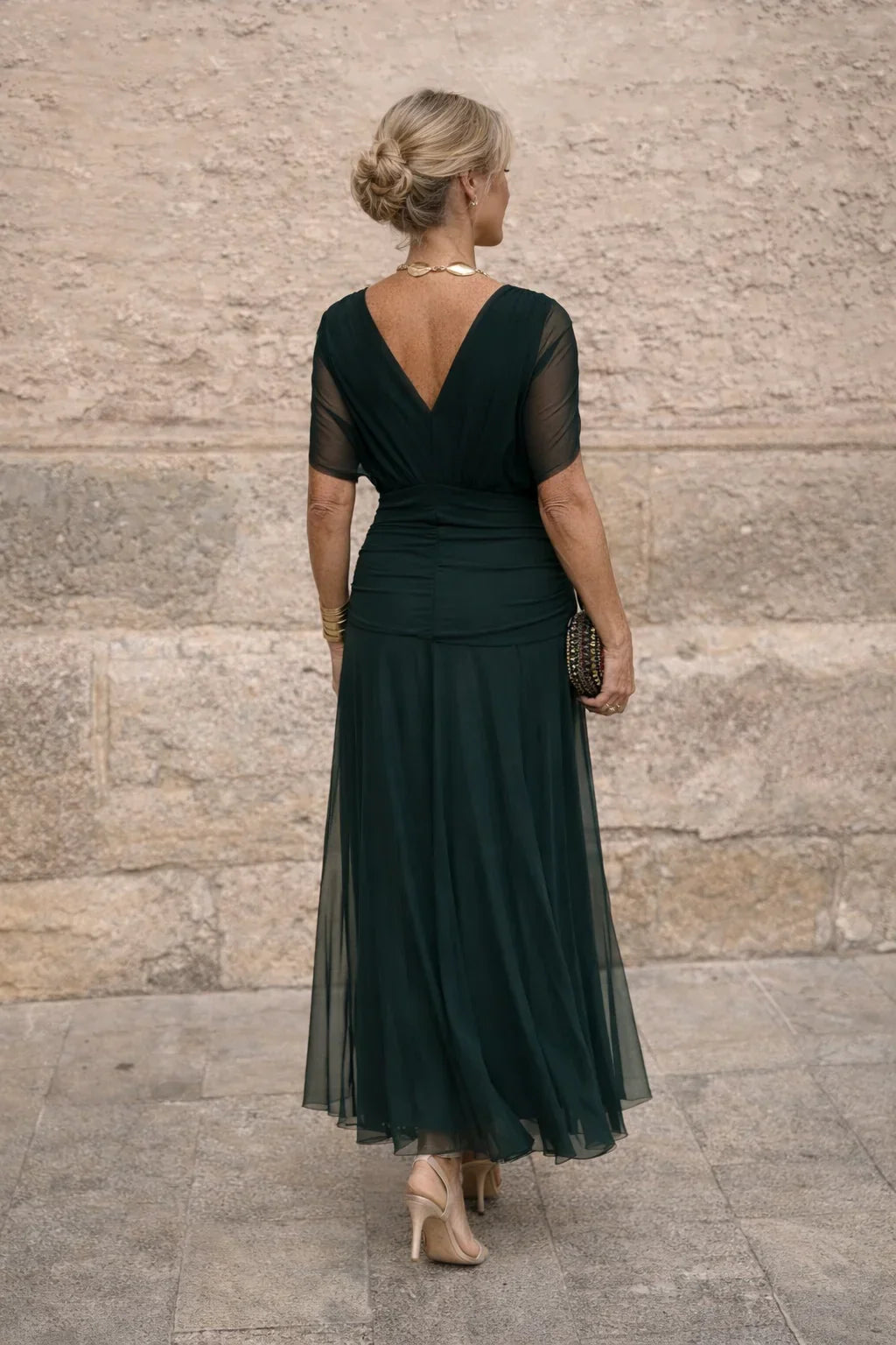 Odette - V-Neck Chiffon Maxi Dress