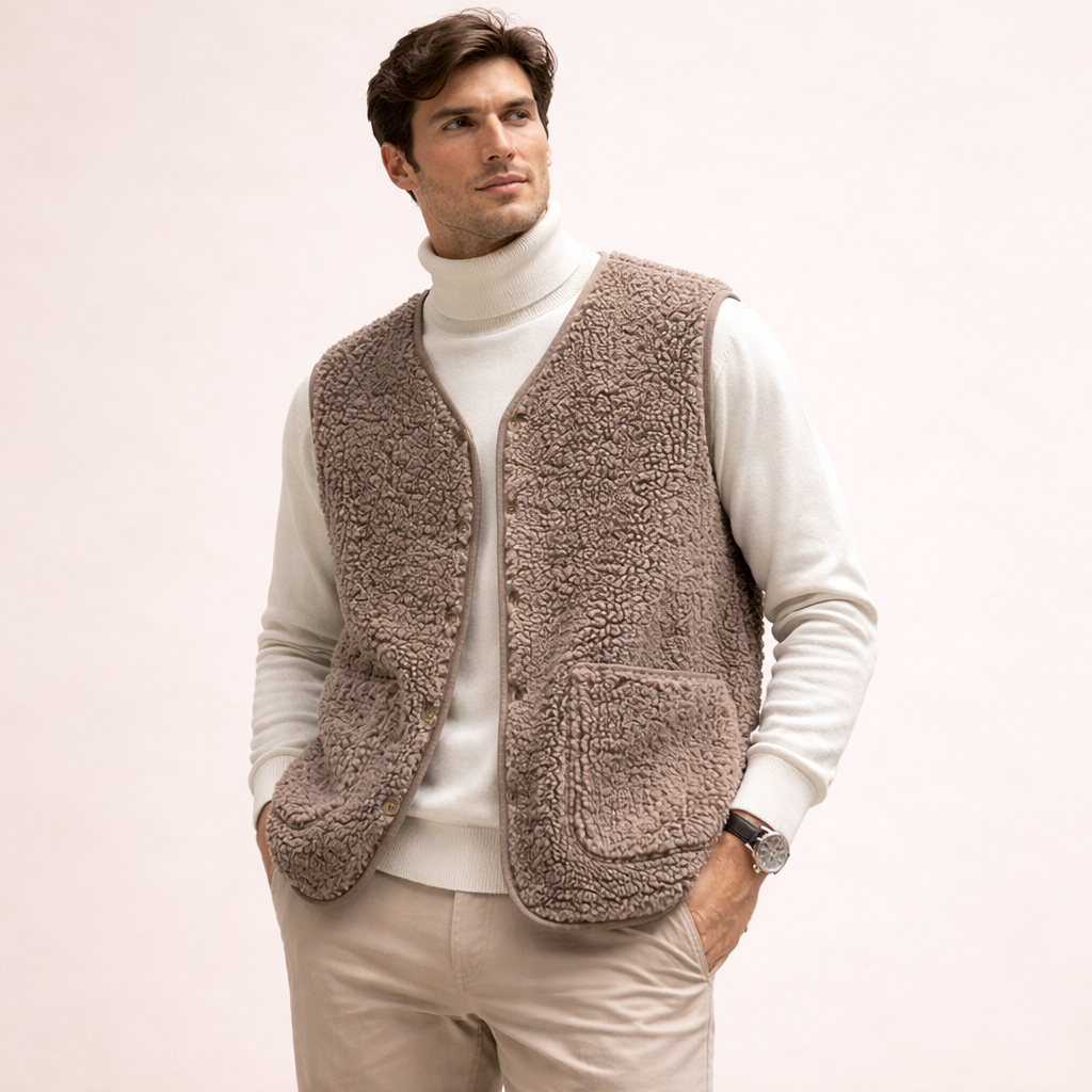 Brynne - Faux Lamb Button Gilet