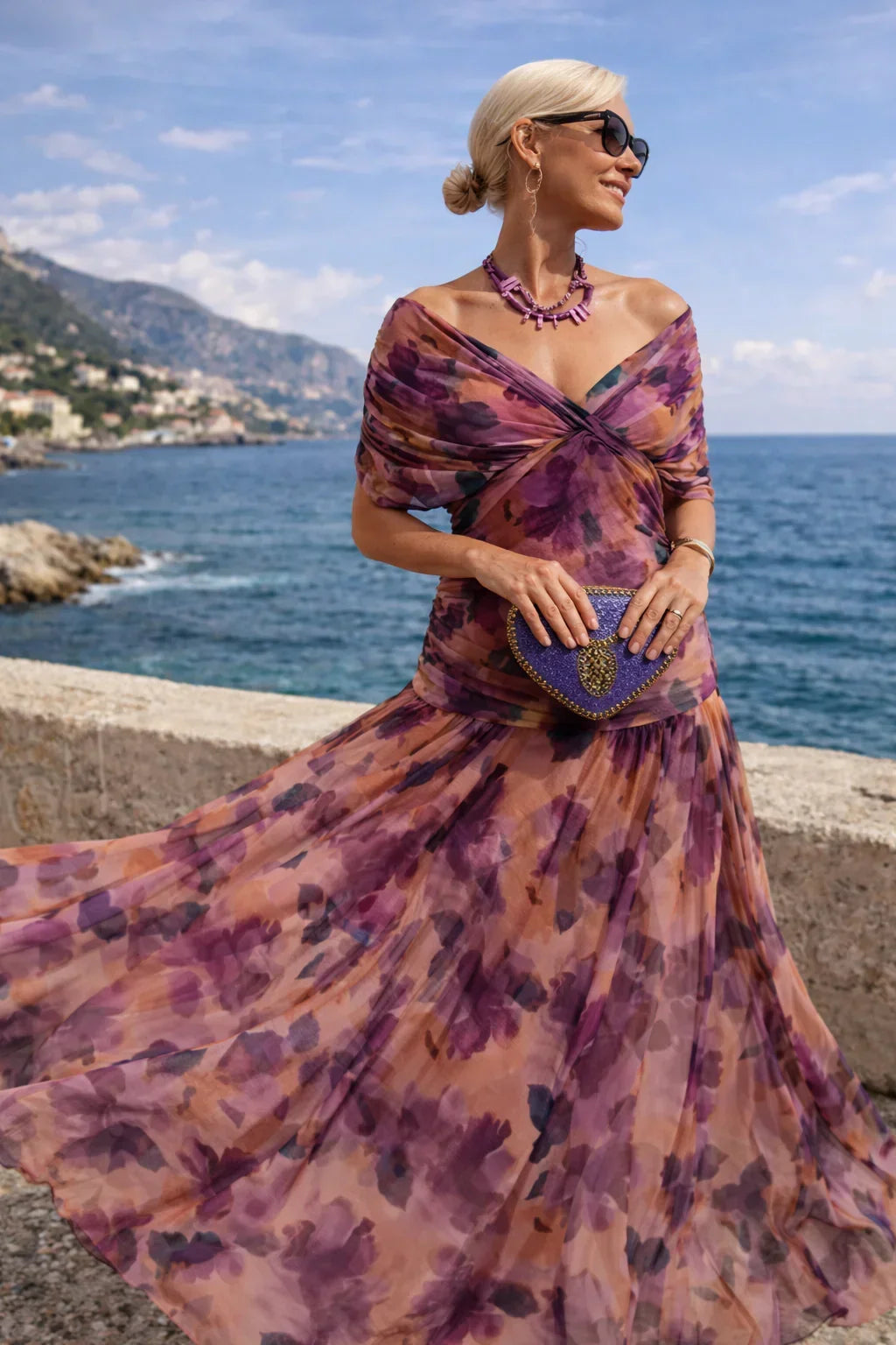 Odette - V-Neck Chiffon Maxi Dress