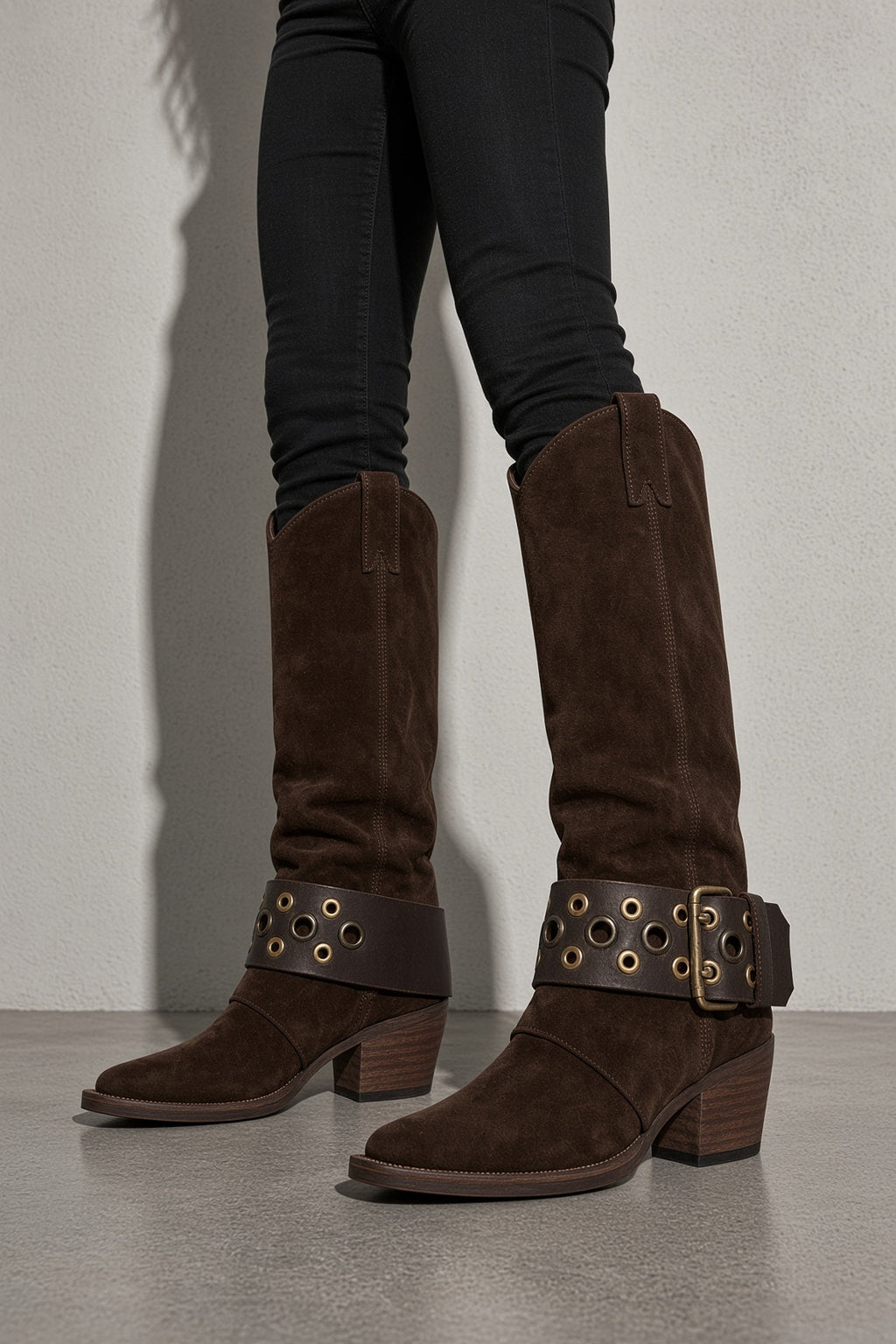 Zoey - Western Eyelet Harness Boots
