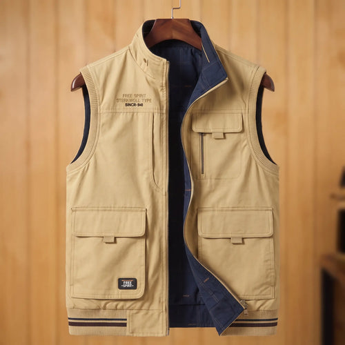 Unisex Cargo Vest with Reversible Design and Multi-Pockets