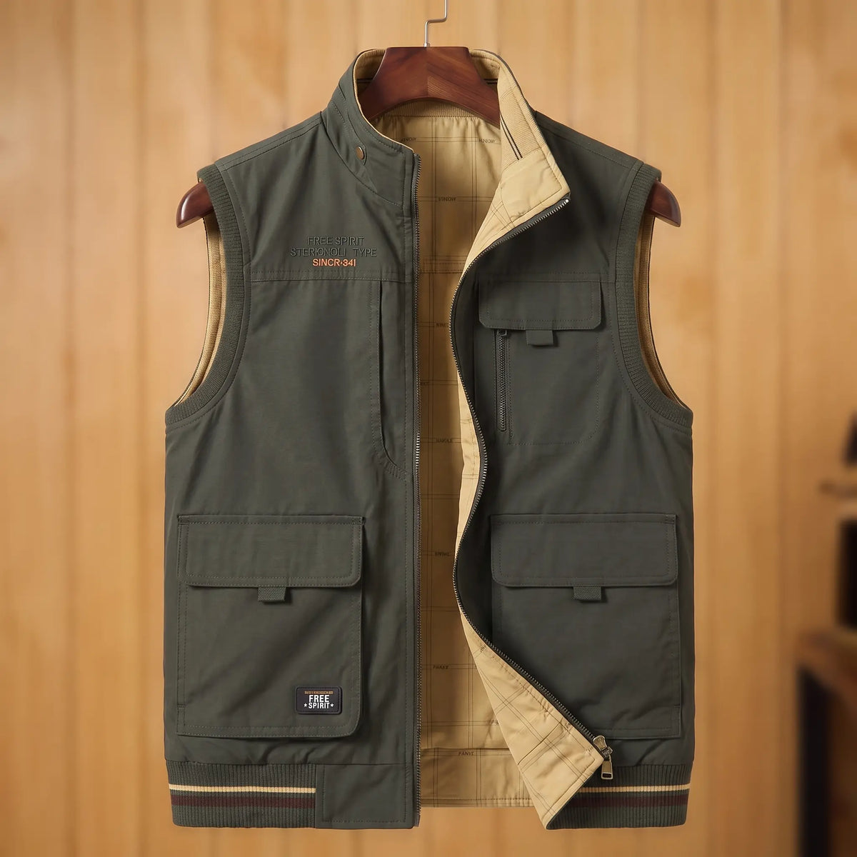 Unisex Cargo Vest with Reversible Design and Multi-Pockets