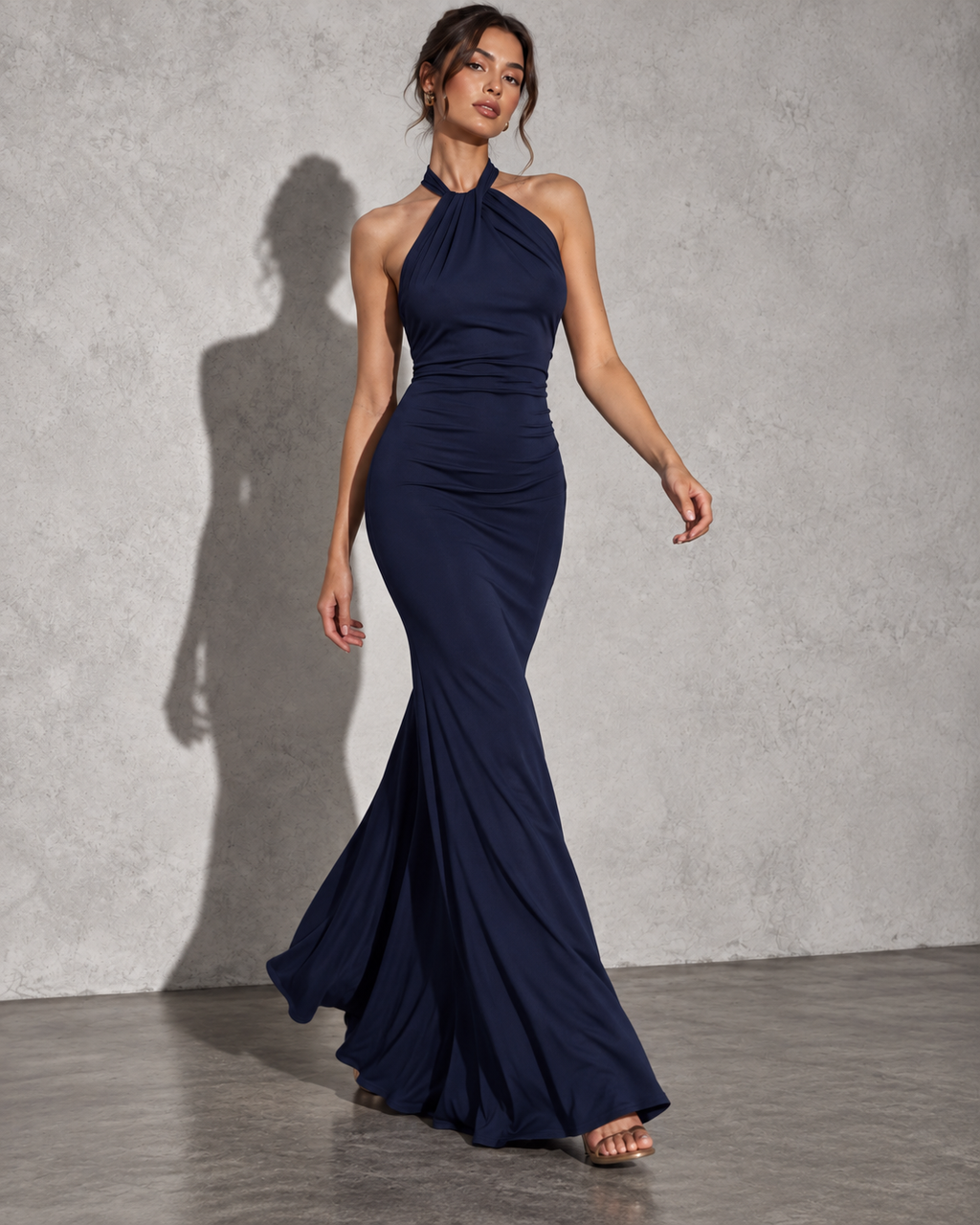 Veda - Ruched Halter Maxi Dress