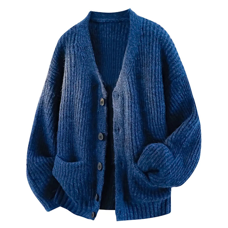 Unisex V-Neck Cardigan with Relaxed Fit