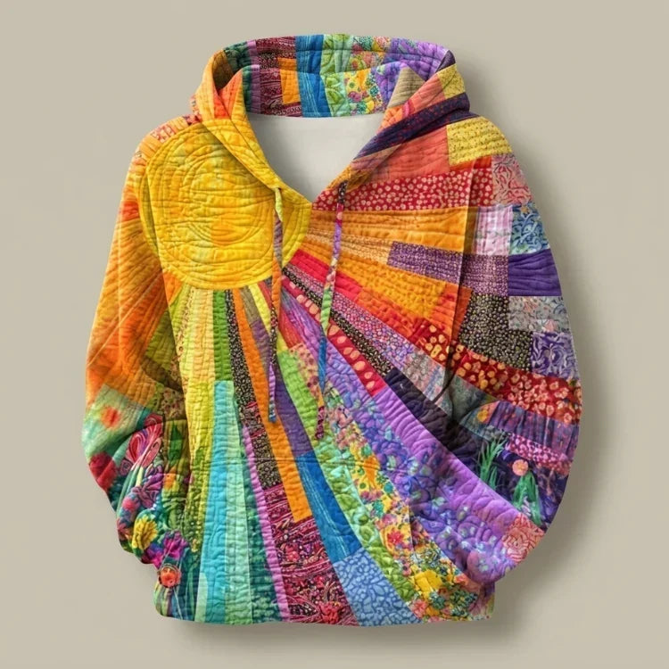 Unisex Bohemian Multicolour Patchwork Hoodie