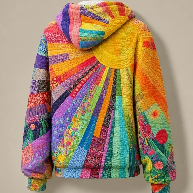 Unisex Bohemian Multicolour Patchwork Hoodie
