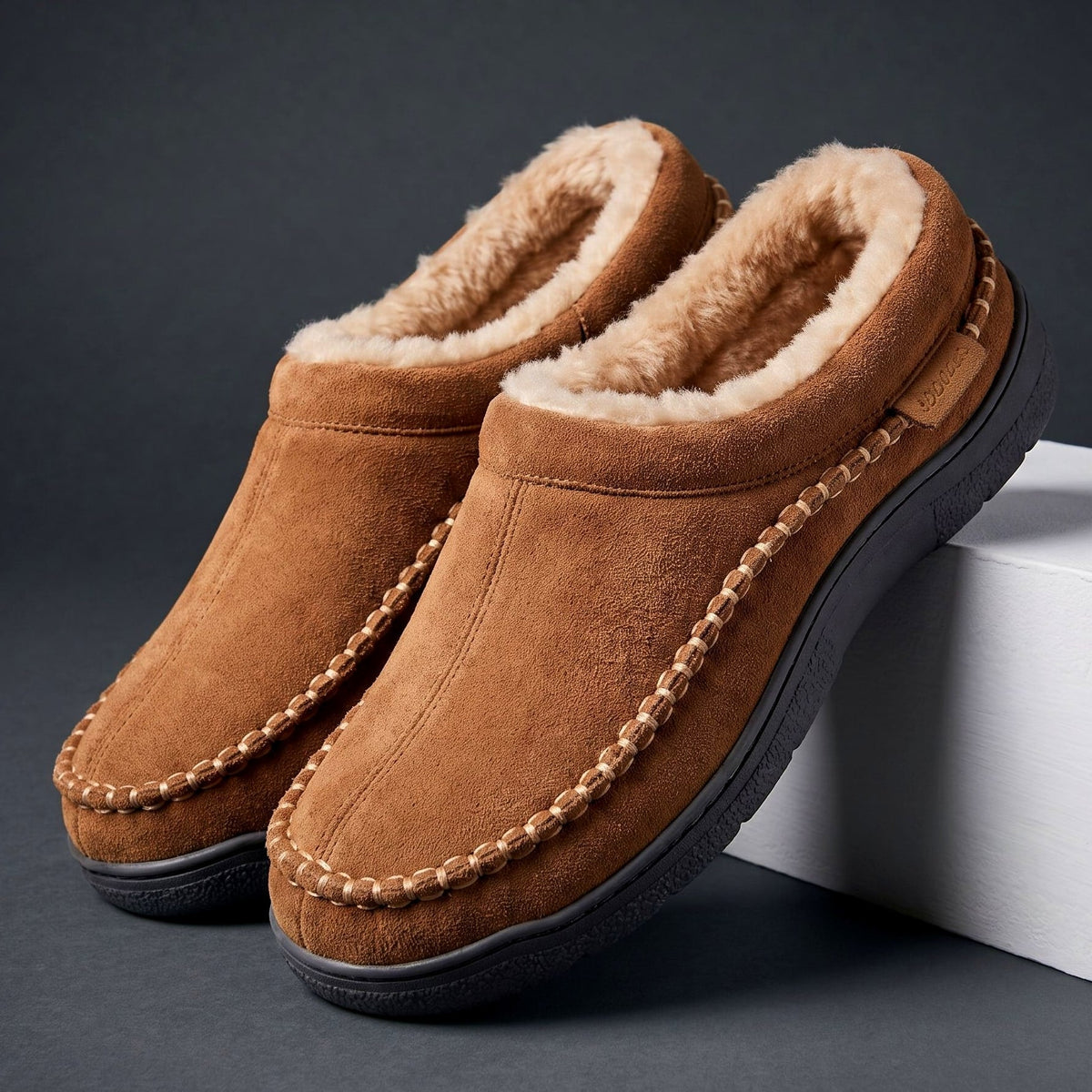 Unisex Slippers with Soft Microsuede and Faux Fur Lining