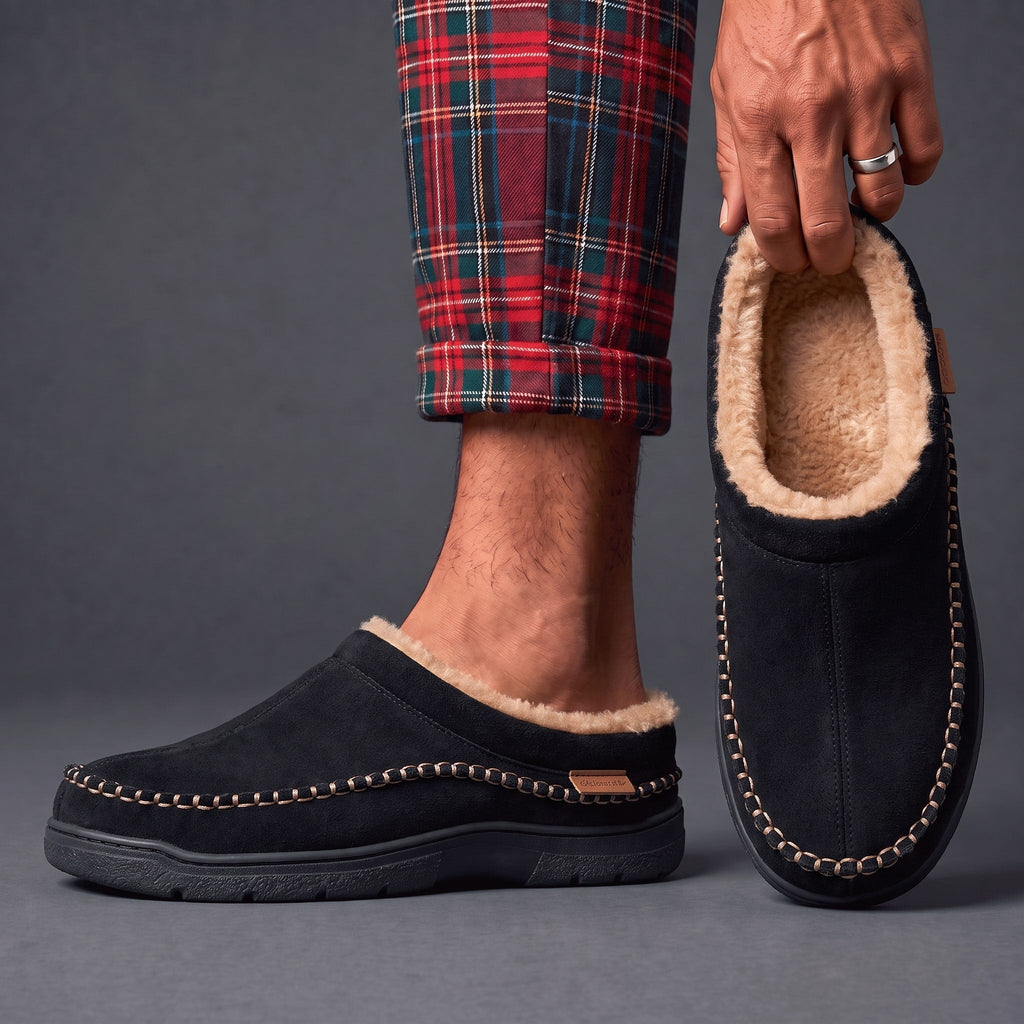 Unisex Slippers with Soft Microsuede and Faux Fur Lining