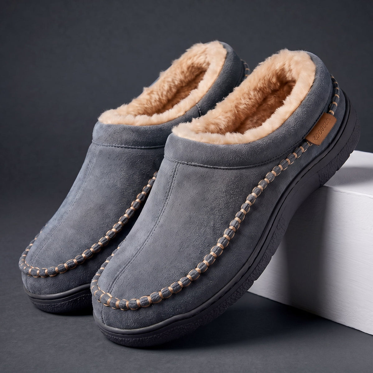Unisex Slippers with Soft Microsuede and Faux Fur Lining