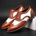 Unisex Brogue Oxford Shoes with Two-Tone Wingtip Trim