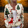 Unisex Reindeer Cardigan with Open Front