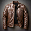 Unisex Vintage Leather Jacket with Four Pockets