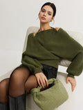 Women's 2 in 1 Bat Sleeve Halter Knit Top