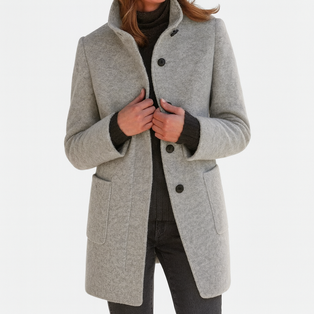 Women's High Collar Jacket with Side Pockets