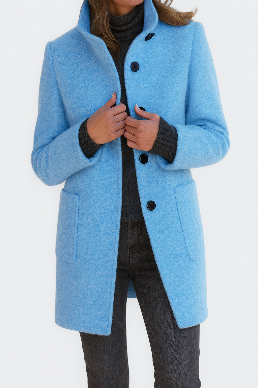 Women's High Collar Jacket with Side Pockets