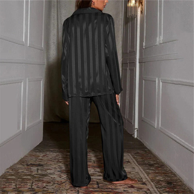 Women's Two-Piece Pajama Set with Button Top and Elastic Waist