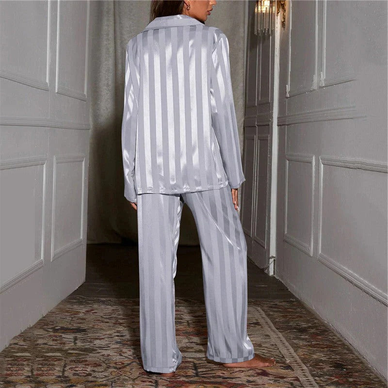 Women's Two-Piece Pajama Set with Button Top and Elastic Waist