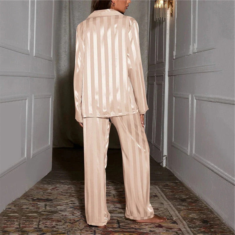Women's Two-Piece Pajama Set with Button Top and Elastic Waist