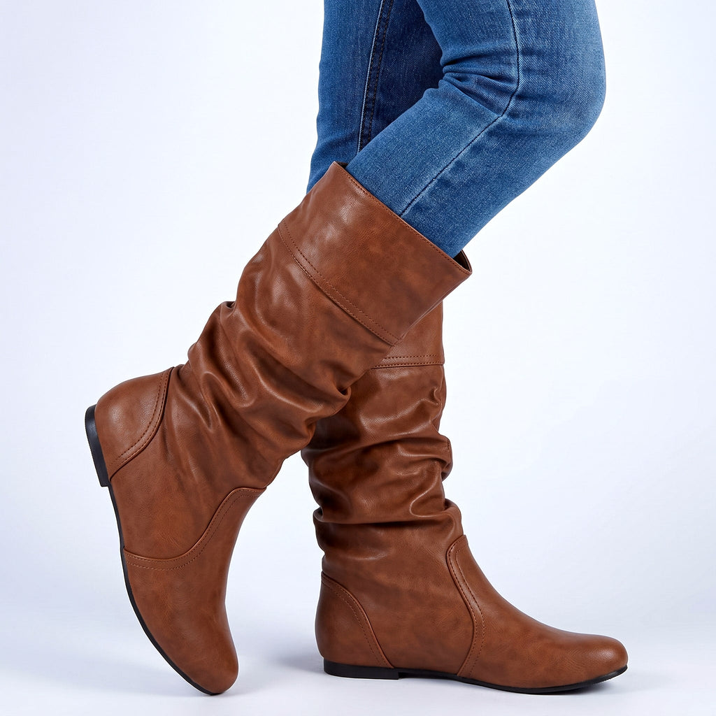 Women's Slouch Boots with Hidden Inner Height Lift