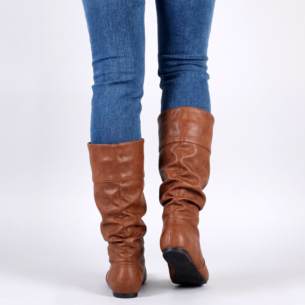 Women's Slouch Boots with Hidden Inner Height Lift