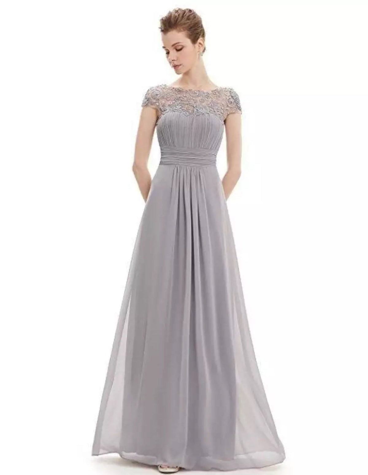Women's Midi Dress with V-Neck, Pockets and Gathered Waist