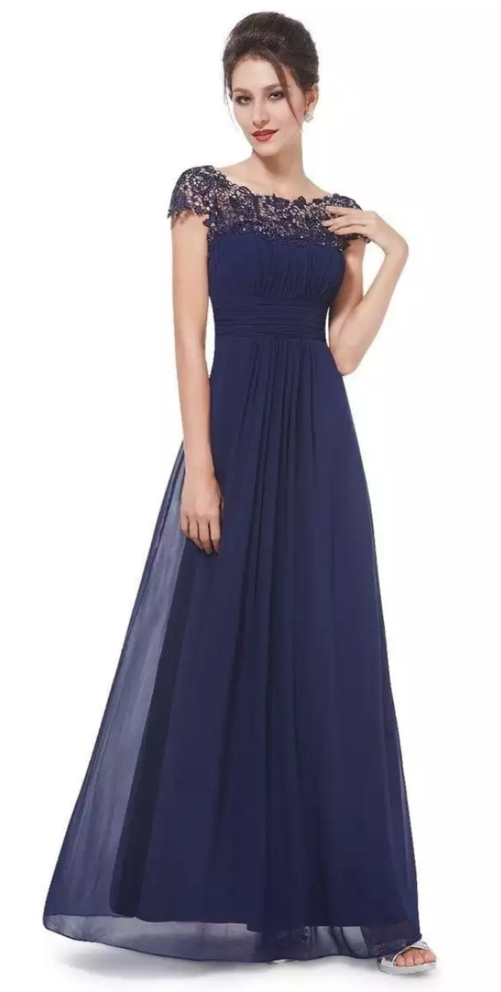 Women's Midi Dress with V-Neck, Pockets and Gathered Waist