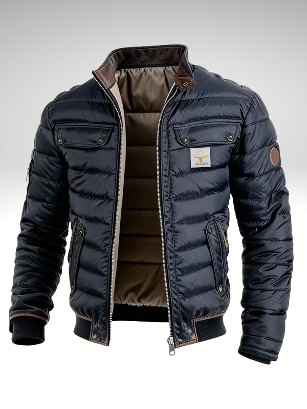 Men's Quilted Jacket with Stand Collar