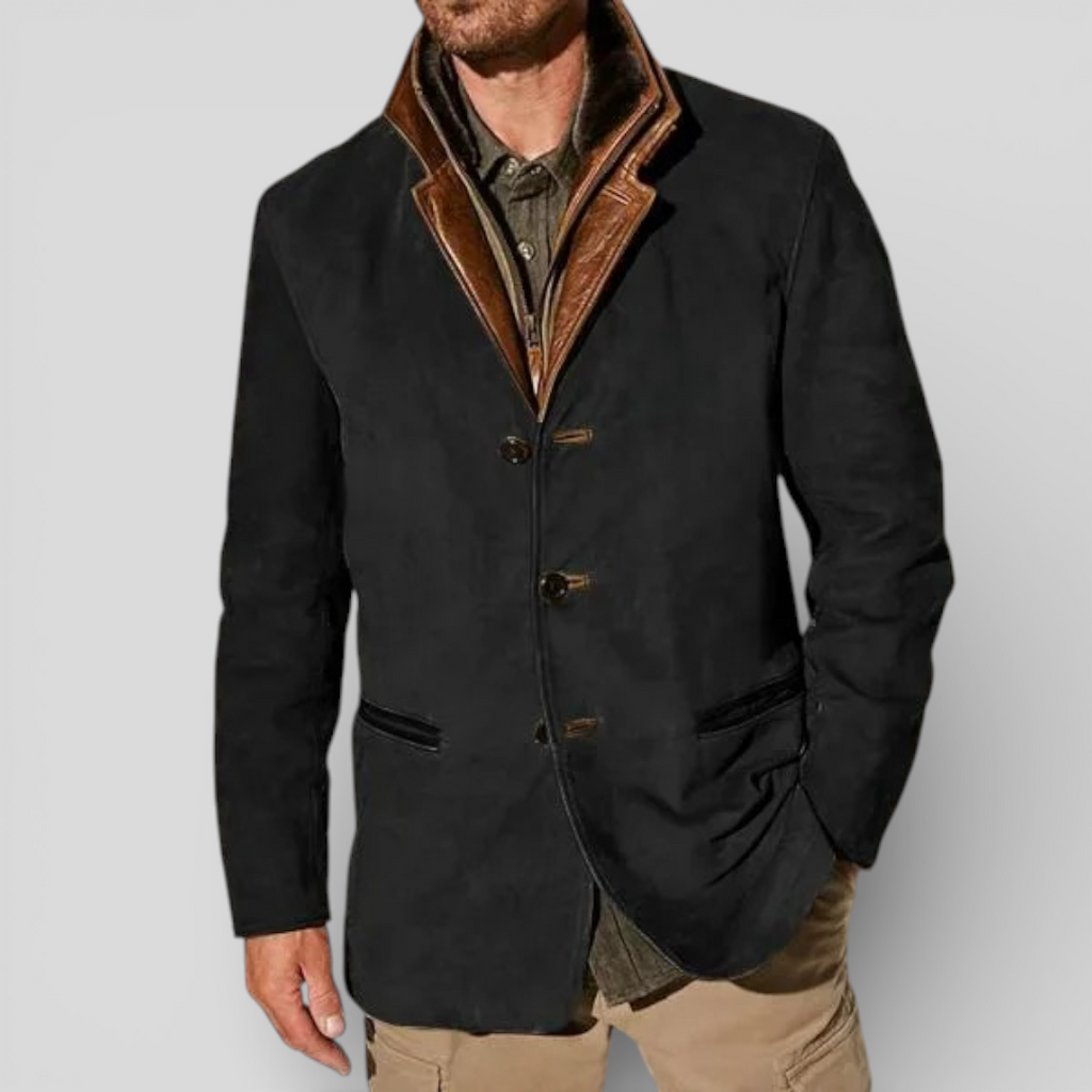 Men's Blazer with Lapels and Button Closure