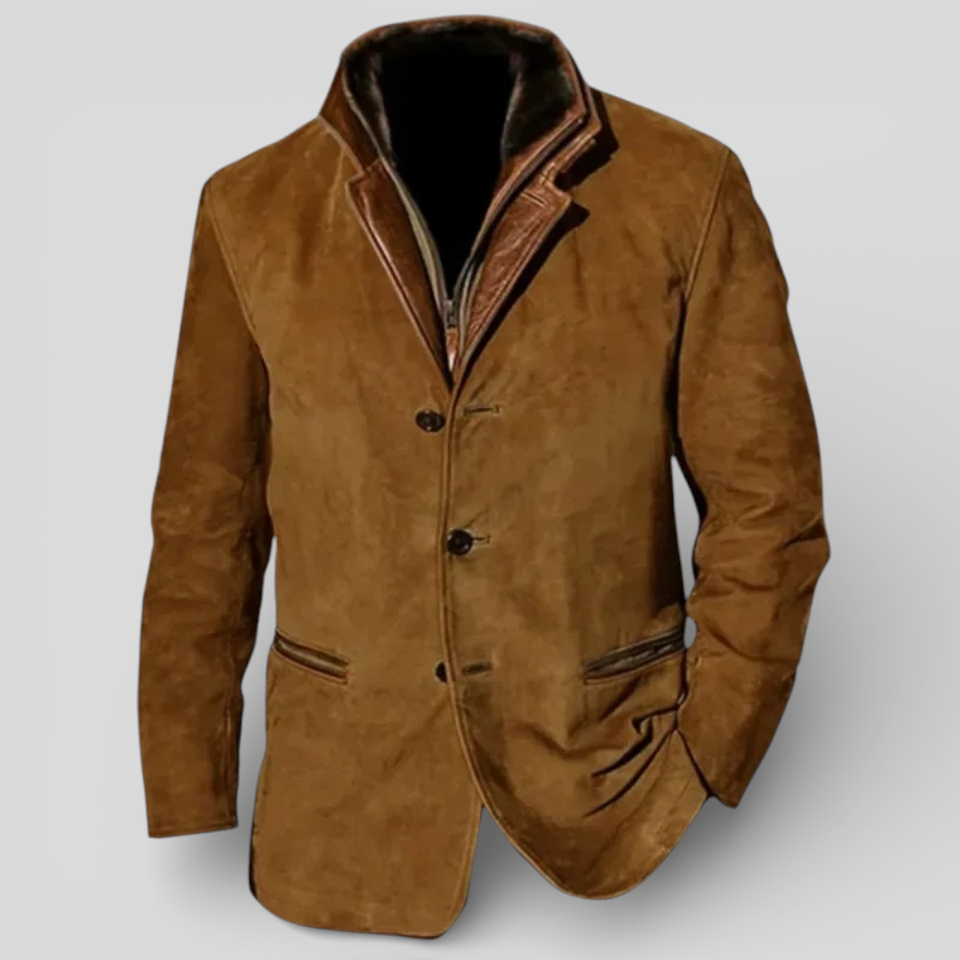 Men's Blazer with Lapels and Button Closure