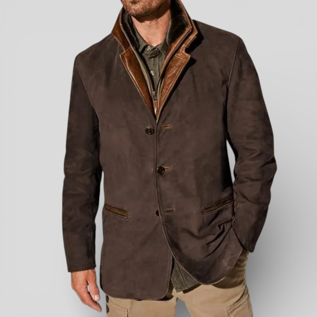 Men's Blazer with Lapels and Button Closure