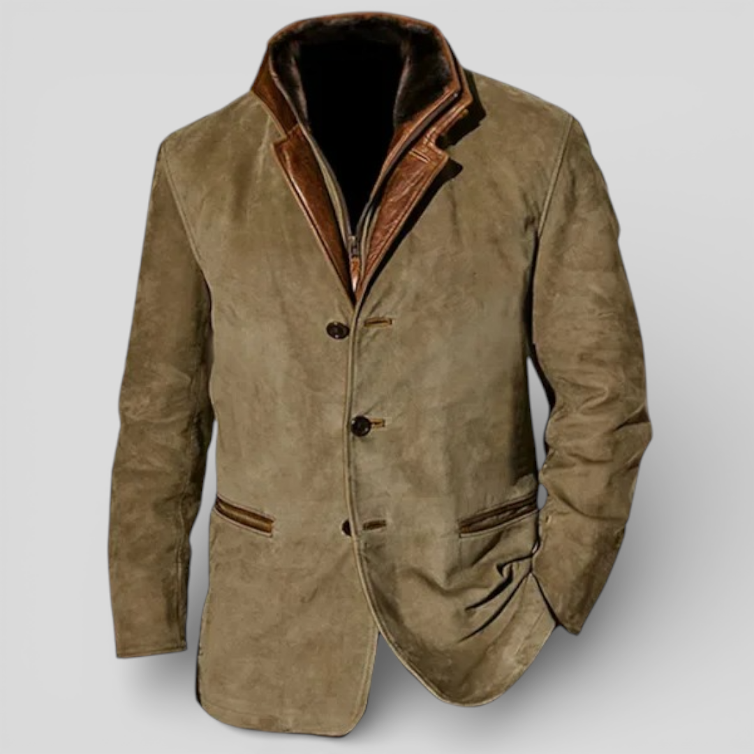 Men's Blazer with Lapels and Button Closure