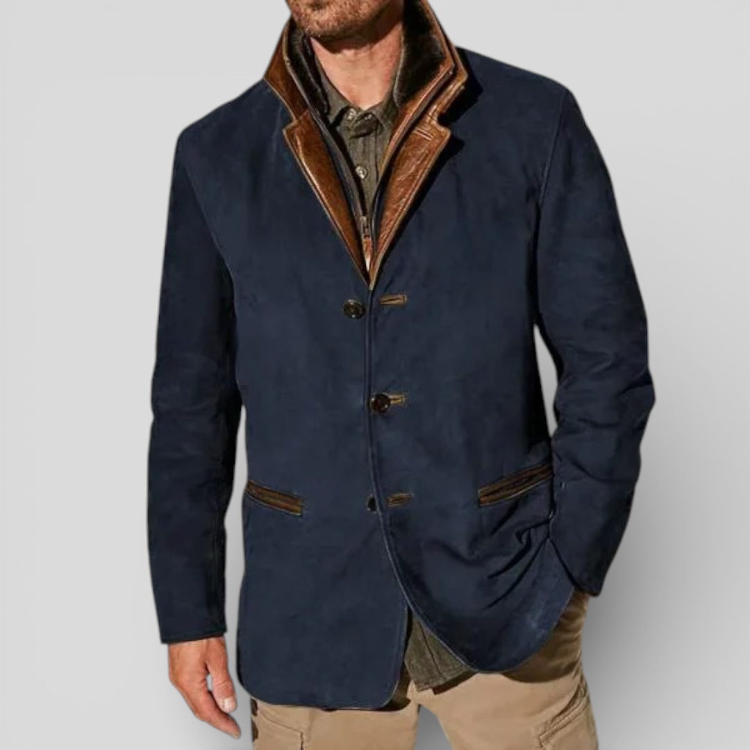 Men's Blazer with Lapels and Button Closure
