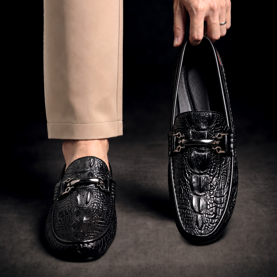 Men's Croc-Embossed Leather Loafers