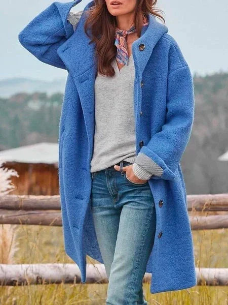 Women's Long-Sleeved Coat with Buttons