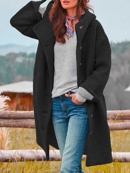 Women's Long-Sleeved Coat with Buttons
