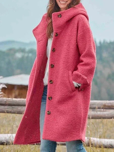 Women's Long-Sleeved Coat with Buttons