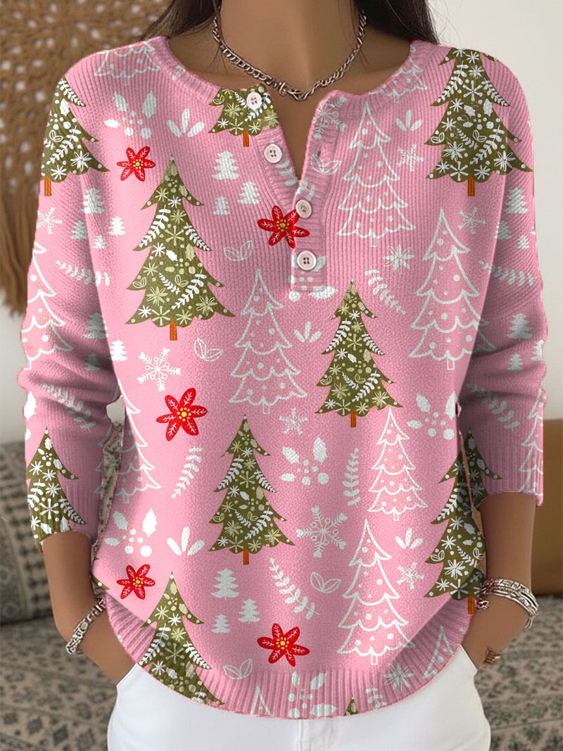 Women's Christmas Sweater with Button Detail