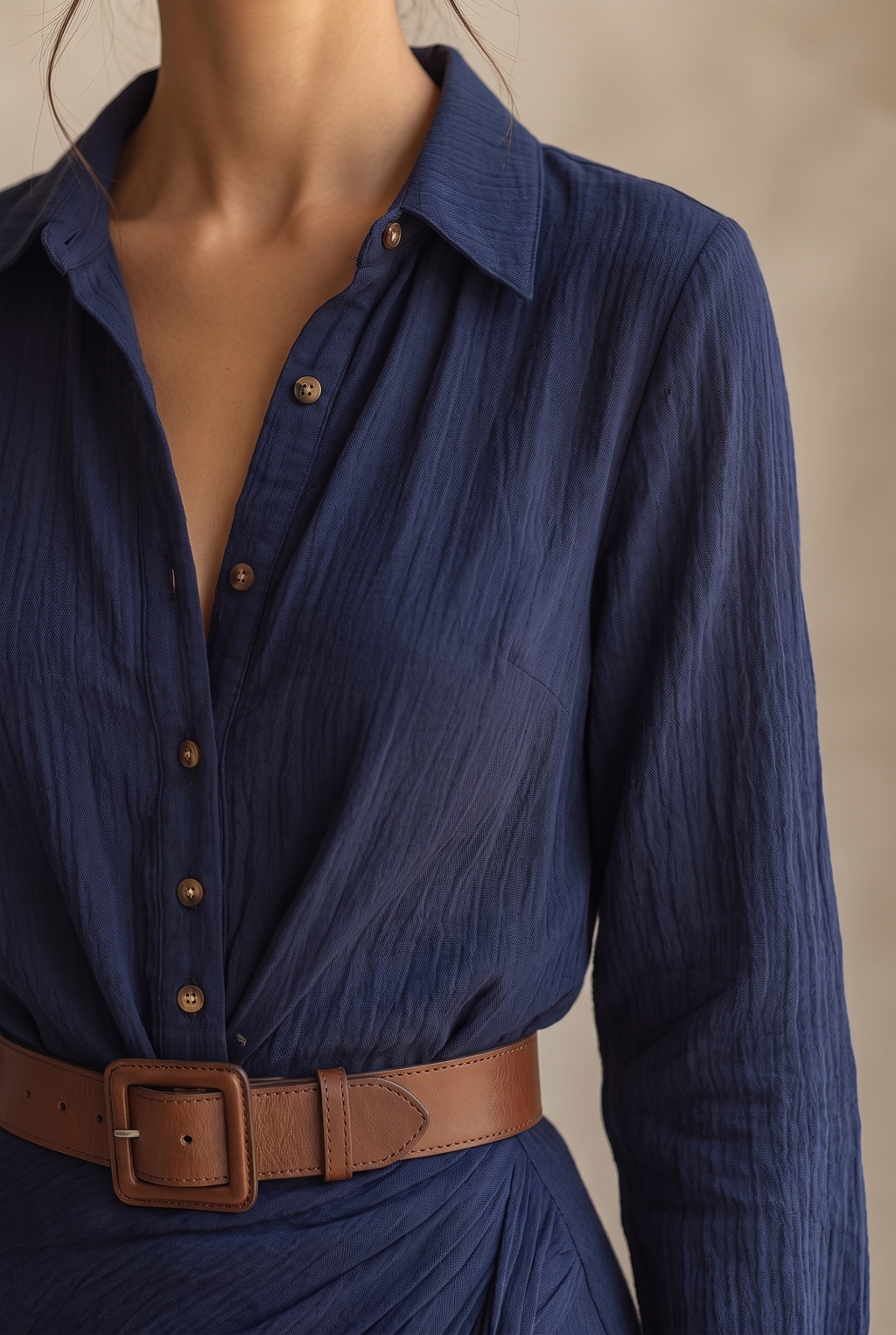 Women's Single-Breasted Maxi Dress with Lapel, Belt & Long Sleeves