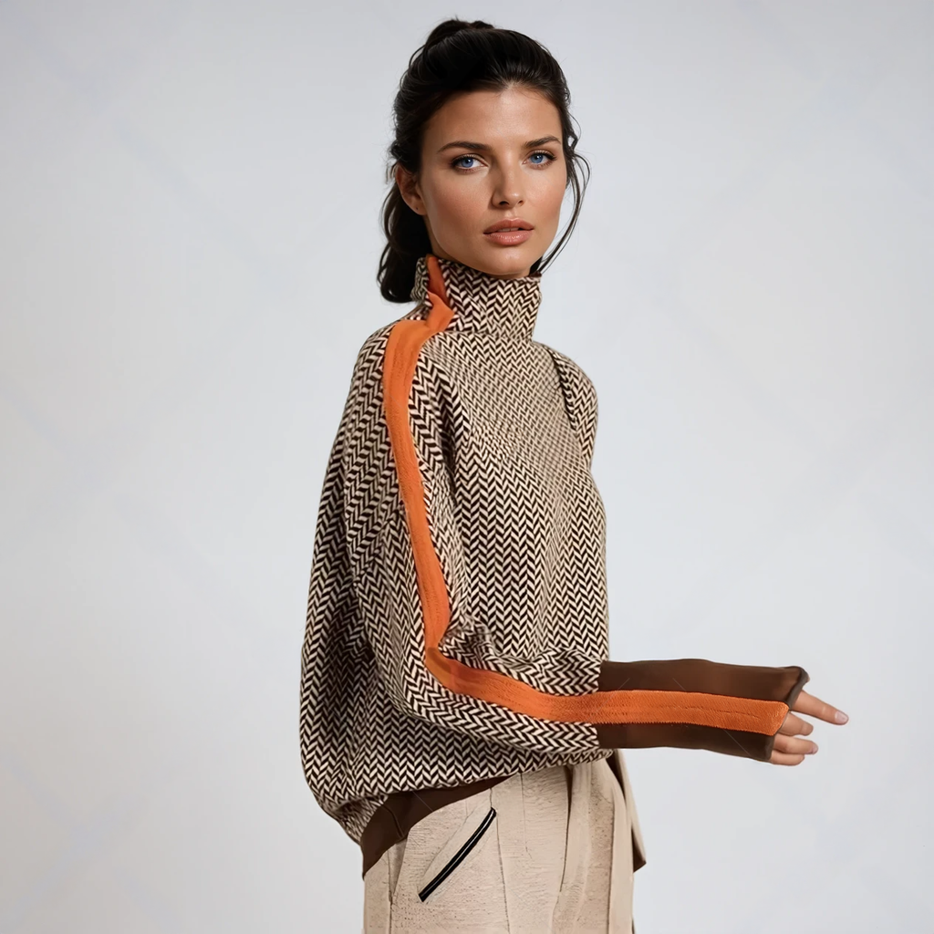 Women's High-Neck Patterned Sweater