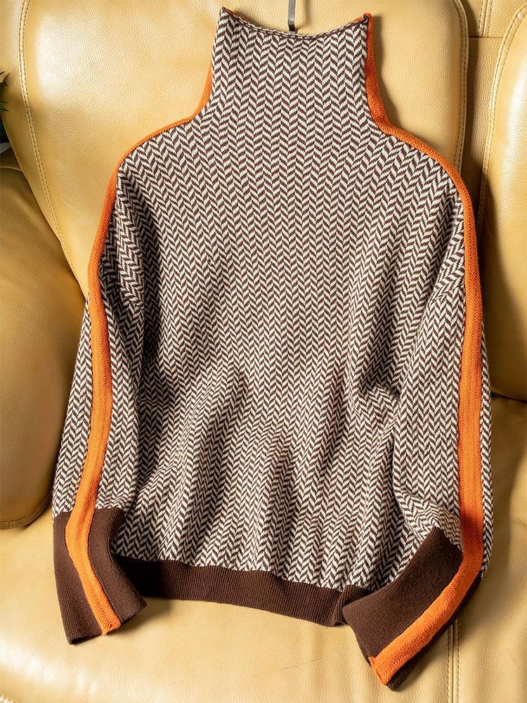 Women's High-Neck Patterned Sweater